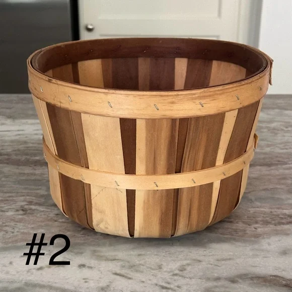 Set of 5 Fall Harvest Rustic Wooden Bushel Baskets- Fall Planter / Apple Picking - Picture 3 of 13